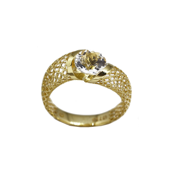 Anel Cristal Ouro 18k