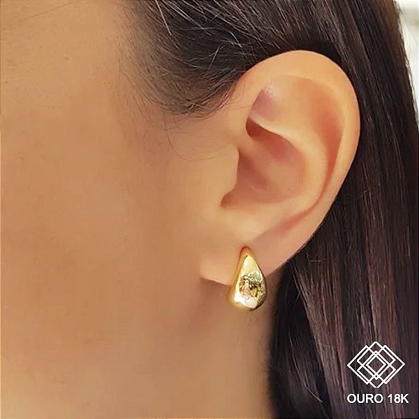 Brinco Argola Bold Gota Ouro 18k