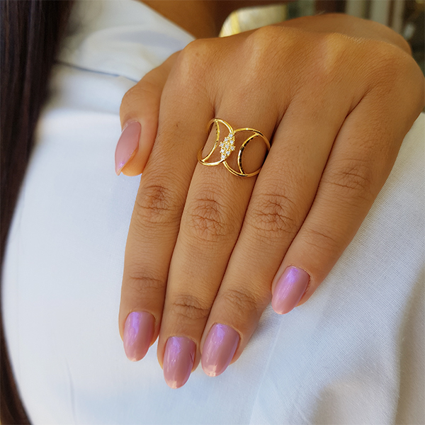 Anel Elos Ouro 18k Zircônias
