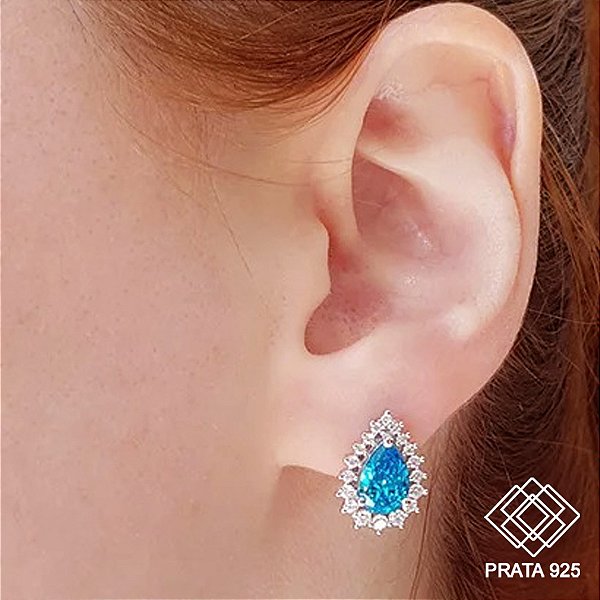 Brinco Chuveiro Prata 925 Zircônias