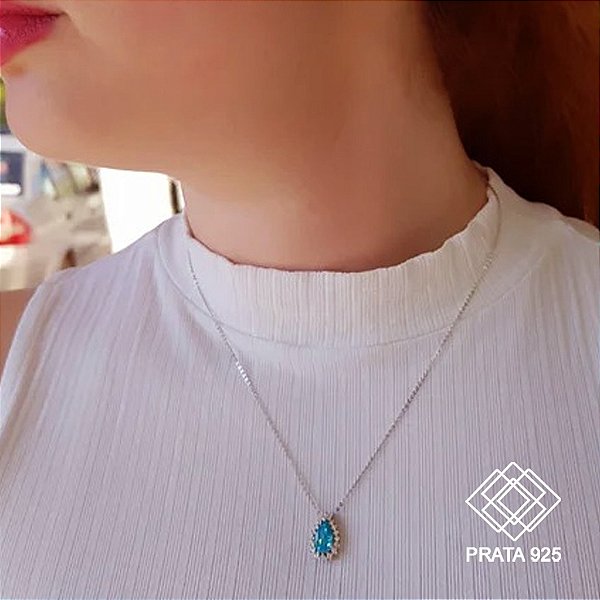 Gargantilha Chuveiro Prata 925 Zircônias