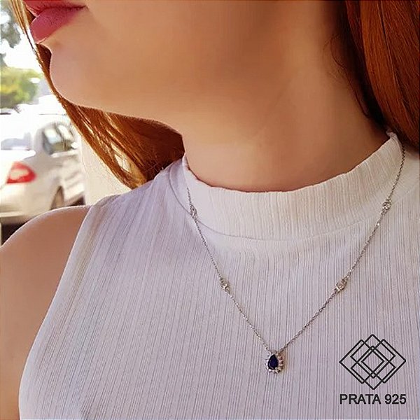 Gargantilha Chuveiro Prata 925 Zircônias