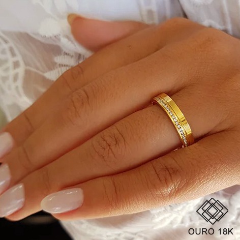 1 Aliança Casamento Ouro 18k Diamante