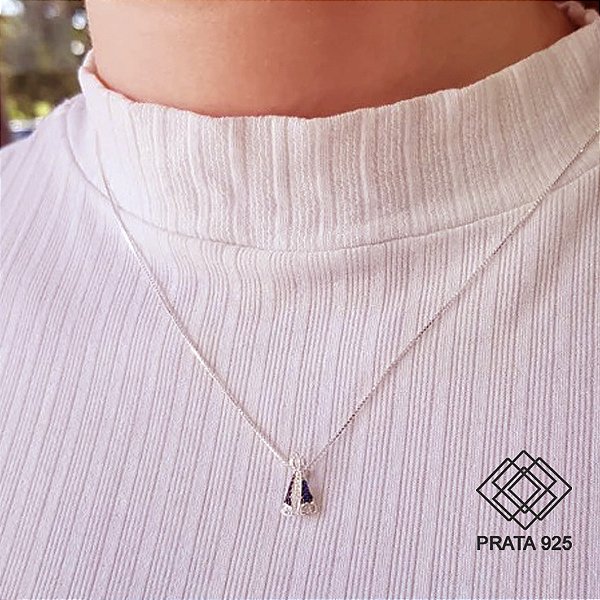 Gargantilha Nossa Senhora Prata 925 Zircônias