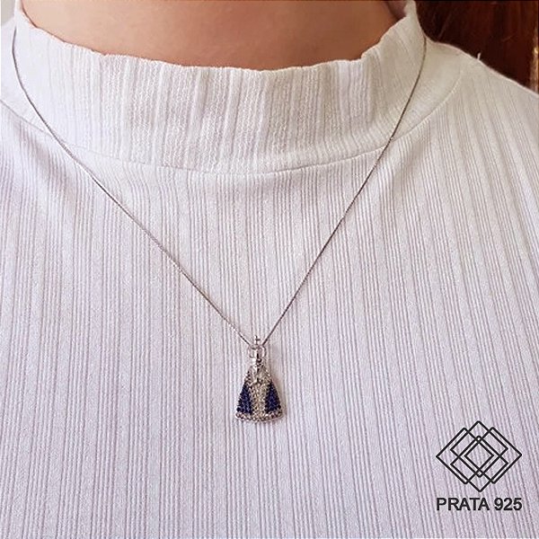 Gargantilha Nossa Senhora Prata 925 Zircônias