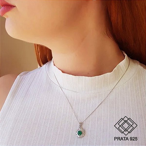 Gargantilha Chuveiro Prata 925 Zircônias