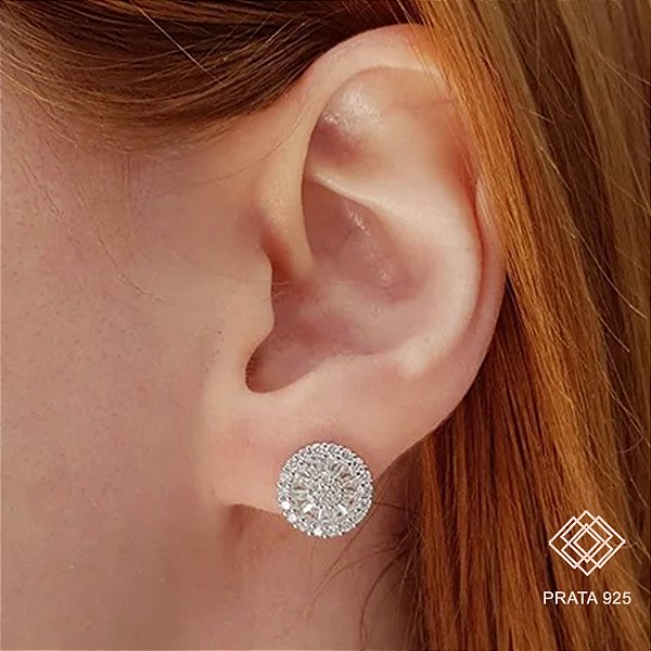 Brinco Chuveiro Prata 925 Zircônias