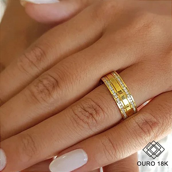 1 Aliança Casamento Ouro 18k Diamante