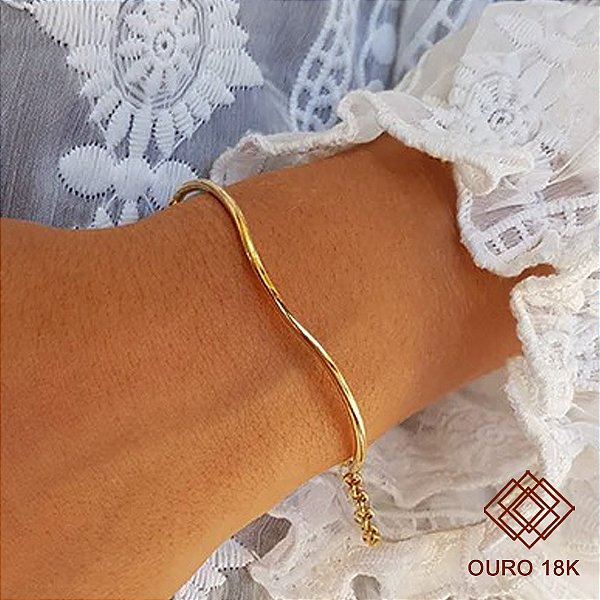 Bracelete Bold Ondulado Ouro 18k