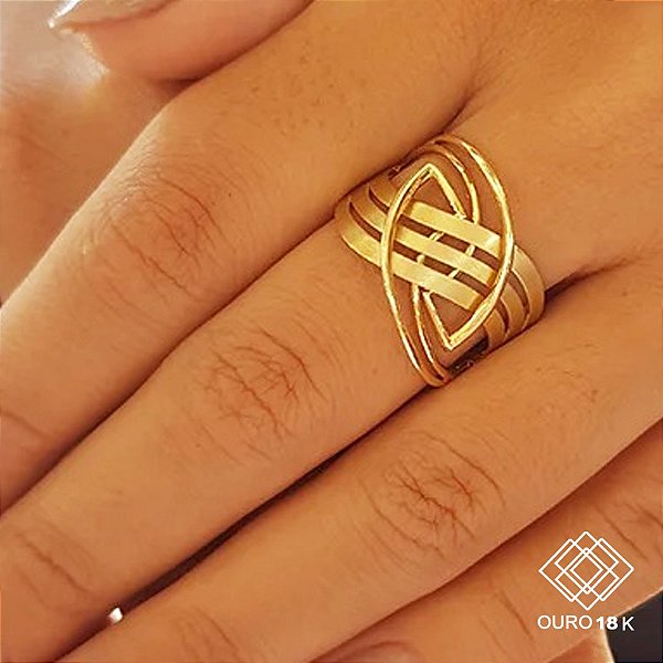 Anel Trançado Ouro 18k