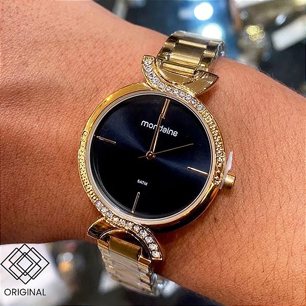 Relógio Feminino Cristais Dourado