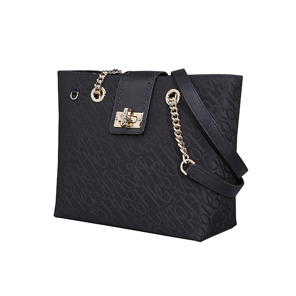 Bolsa Victor Hugo Volpa Tote Zip Duca Nero Black