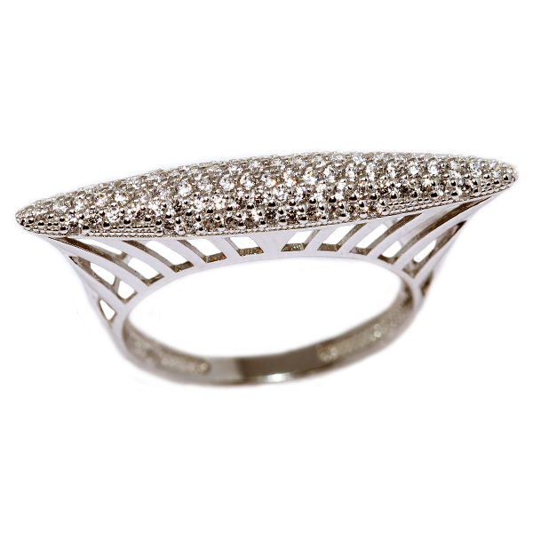 Anel Pavê Ouro Branco 18k Moissanite