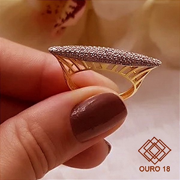 Anel Pavê Ouro 18k Diamante cultivado 20 Pts