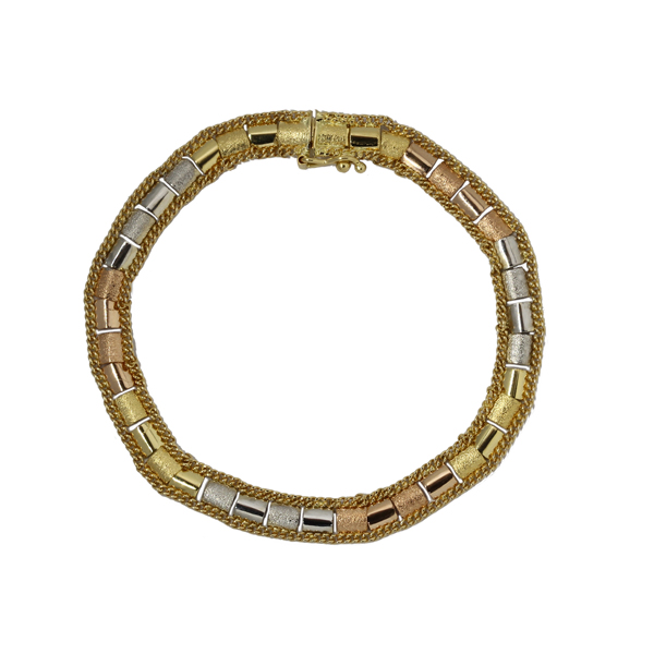 Pulseira Taparella Três Tons Ouro 18k