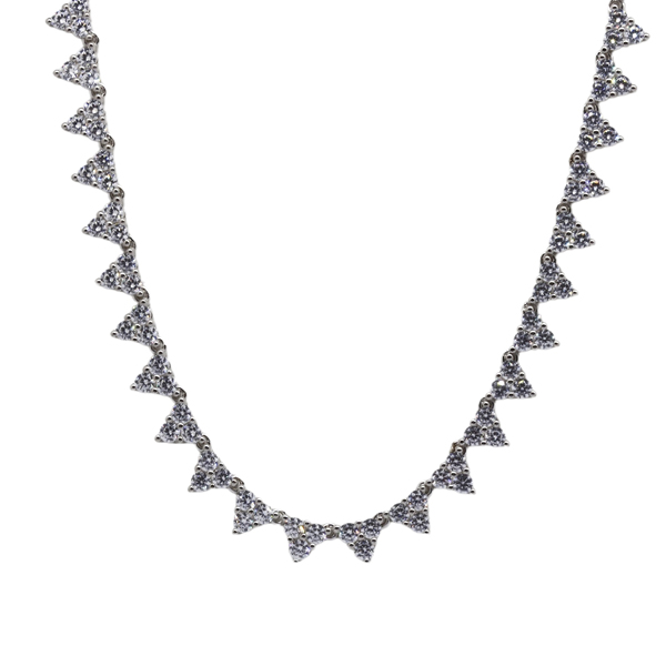 Gargantilha Triangulo Prata 925 Zircônias