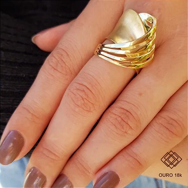 Anel Bold Ondas Ouro 18k