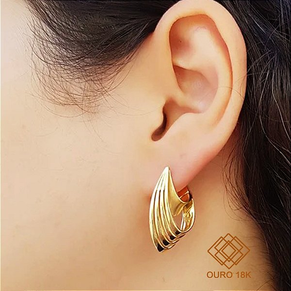 Brinco Argola Ondas Bold Ouro 18k