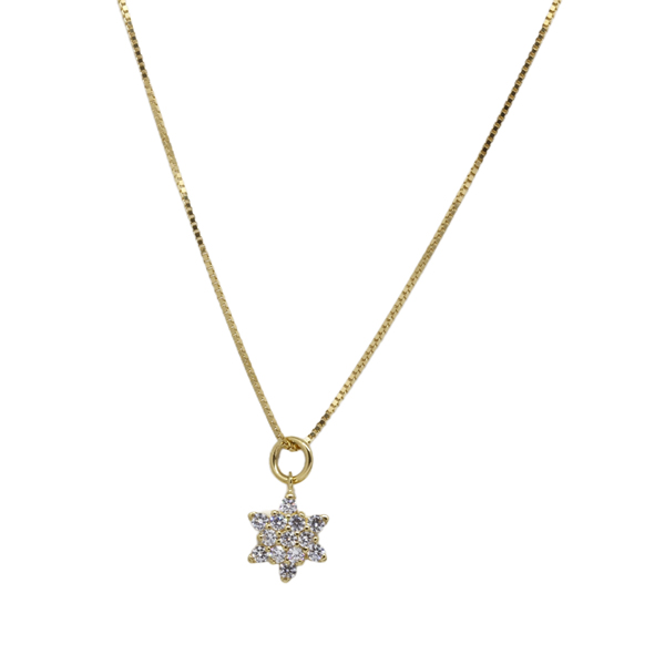 Kit Cordão + Pingente Estrela Ouro 18k Zircônias