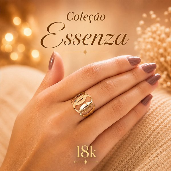 Anel Bold Elos Ouro 18k - Coleção Essenza