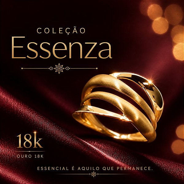 Anel Bold Ondas Ouro 18k - Coleção Essenza