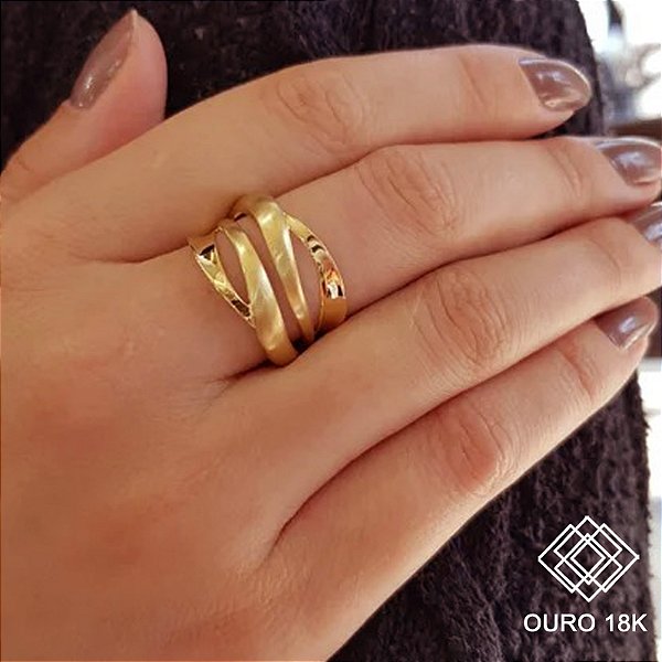 Anel Bold Ondas Ouro 18k