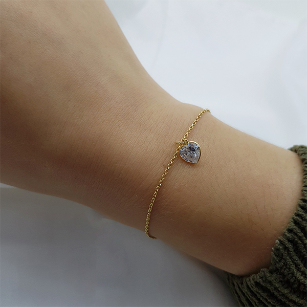 Kit Pulseira Ouro 18k + Pingente Coração 18k Zircônia