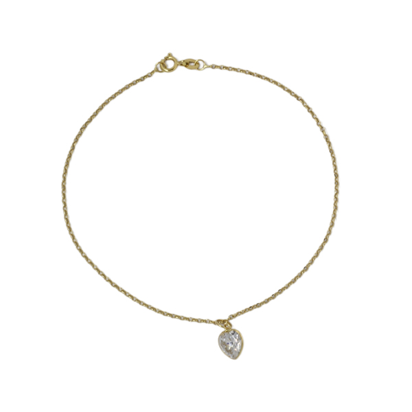 Kit Pulseira Ouro 18k + Pingente Coração 18k Zircônia