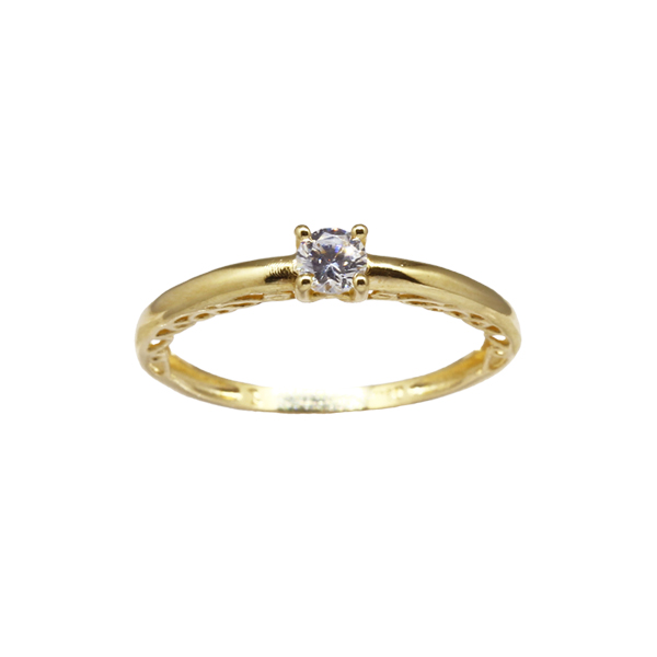 Anel Solitário Ouro 18k Zircônias
