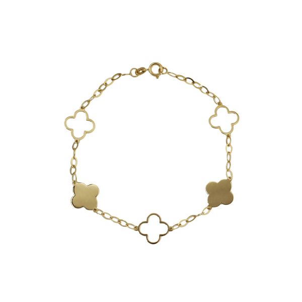 Pulseira Trevo Quatro Folhas Ouro 18k