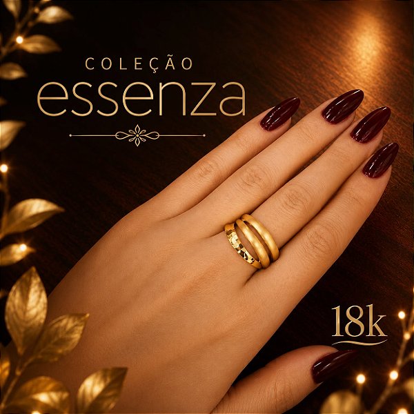 Anel Gold Line Ouro 18k - Coleção Essenza