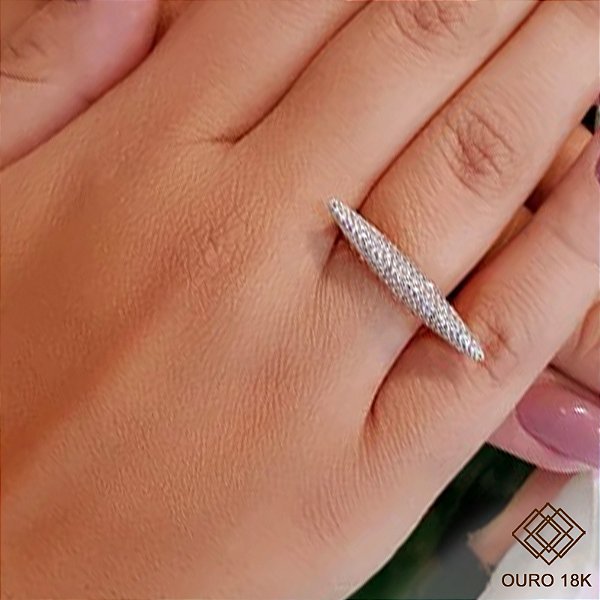 Anel Pavê Ouro 18k Brilhante Moissanite 42 Pts