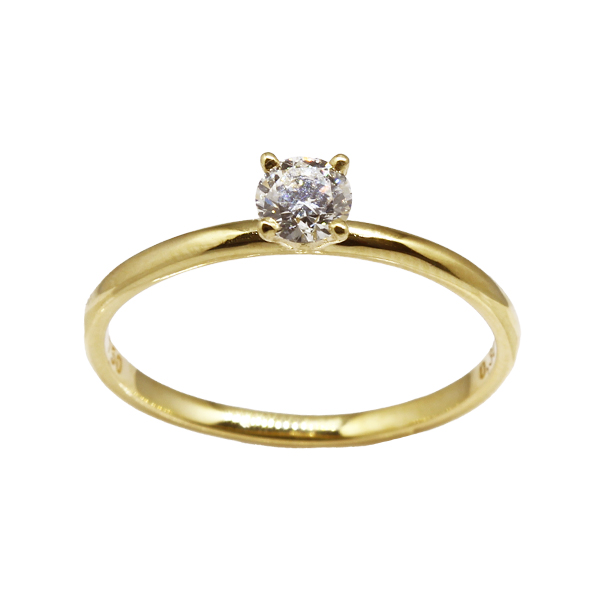 Anel Solitário em Ouro 18k e Moissanite