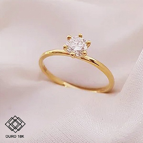 Anel Solitário Ouro 18k - Diamante 50 Pts Cultivado