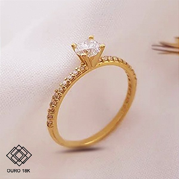 Anel Solitário Ouro 18k - Diamante 50 Pts Cultivado