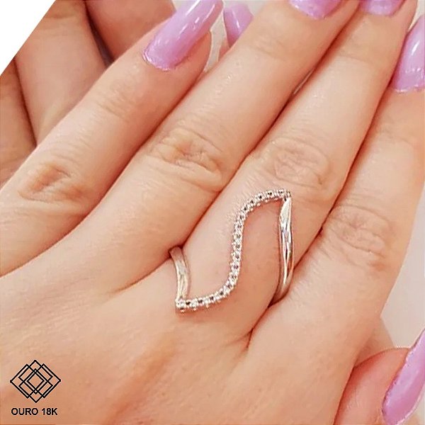 Anel Z Ouro 18k Branco - Diamante Laboratório 15pts