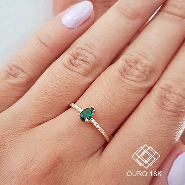 Anel Solitário Ouro 18k Zircônias