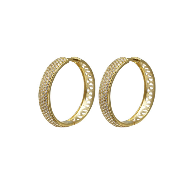 Brinco Argola Ouro 18k Zircônias