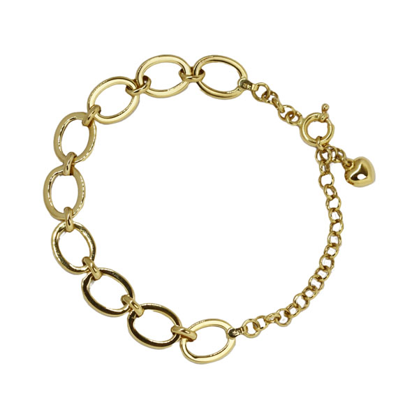 Pulseira Elos Pingente Coração Ouro 18k