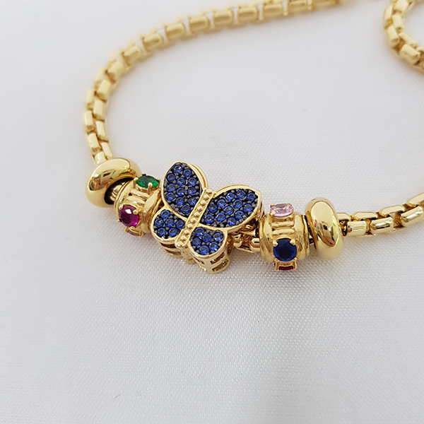 Pulseira Berloque Borboleta Ouro 18k
