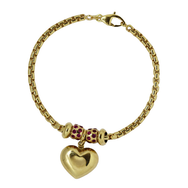 Pulseira Coração Ouro 18k Zircônias