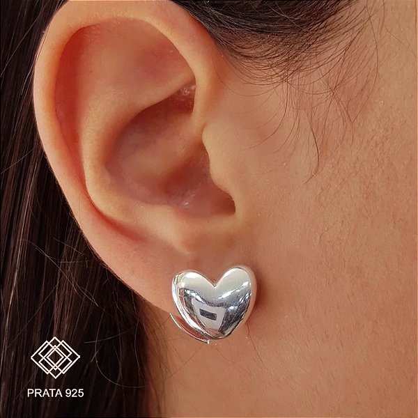 Brinco Argola Coração Prata 925
