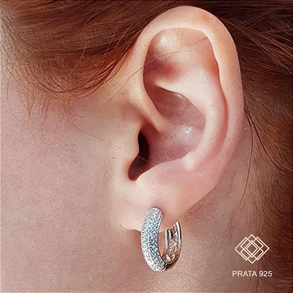 Brinco Argola Prata 925 Zircônias