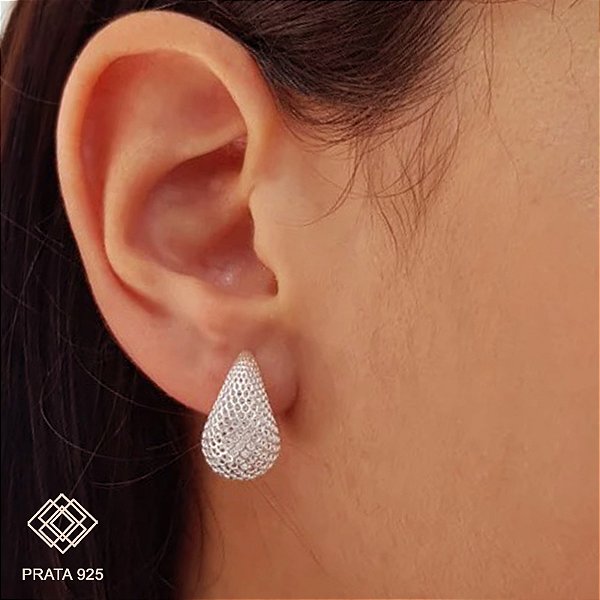 Brinco Gota Vazado Prata 925
