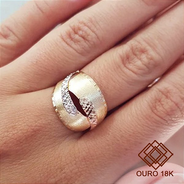 Anel 3 Cores Ouro 18k