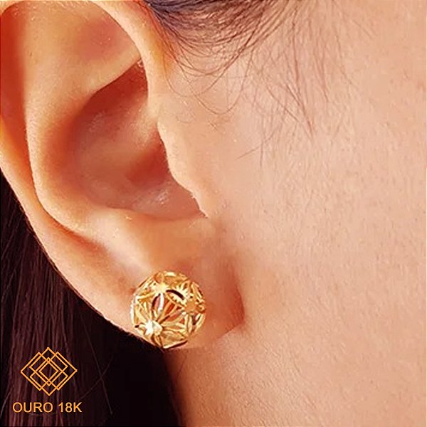 Brinco Esfera Filigrana Ouro 18k