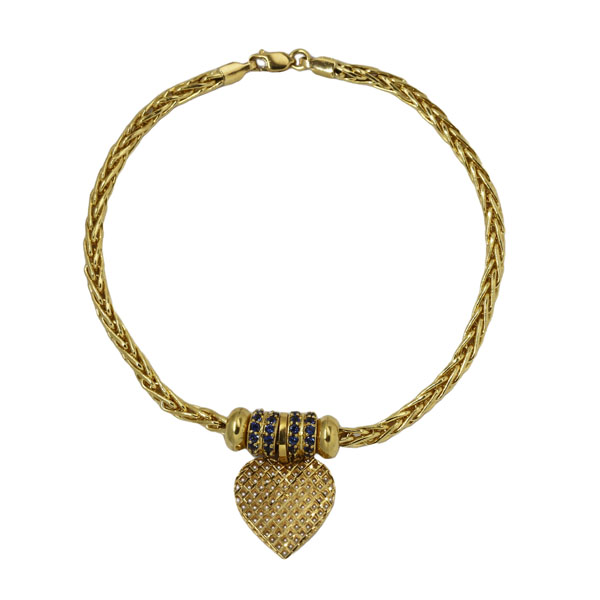 Pulseira Berloque Coração Ouro 18k Zircônias