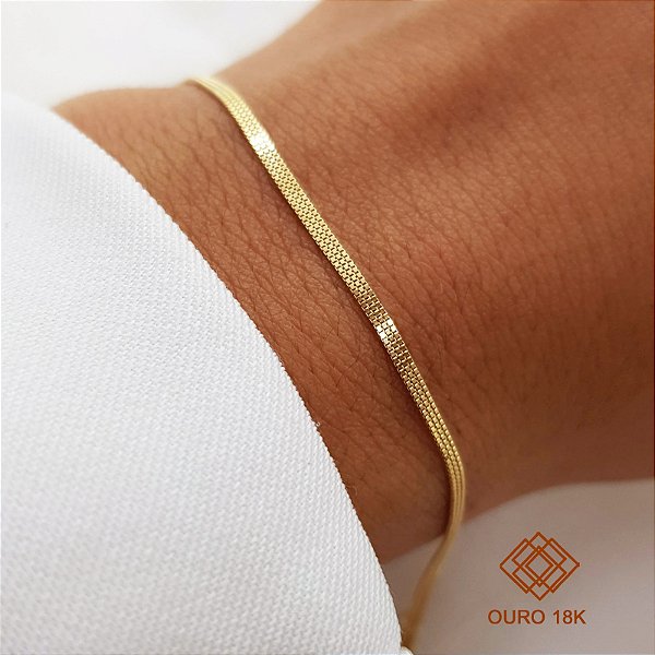 Pulseira Veneziana Tripla Ouro 18k