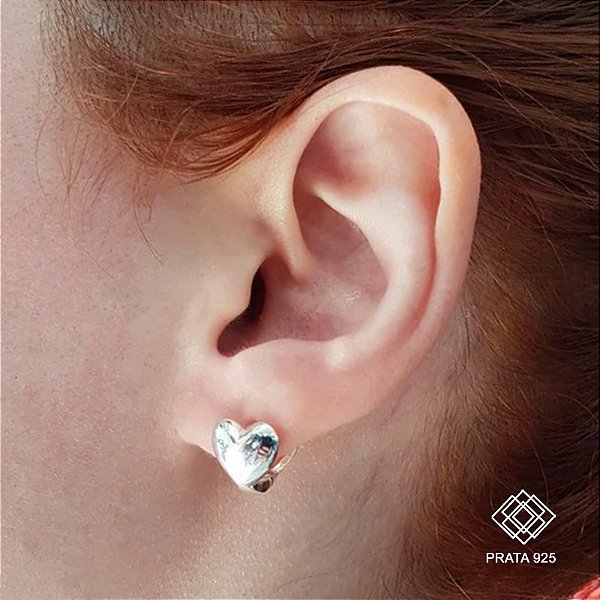 Brinco Argola Coração Prata 925