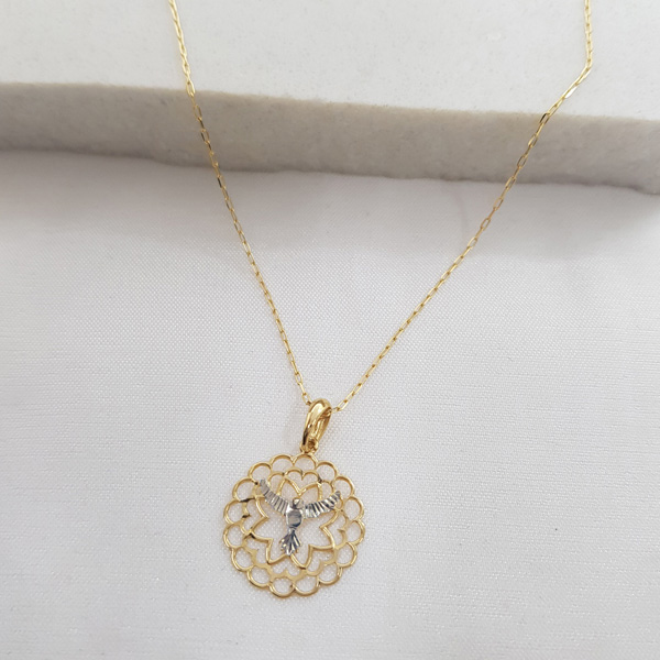 Kit Cordão Ouro 18k + Pingente Espírito Santo Ouro 18k